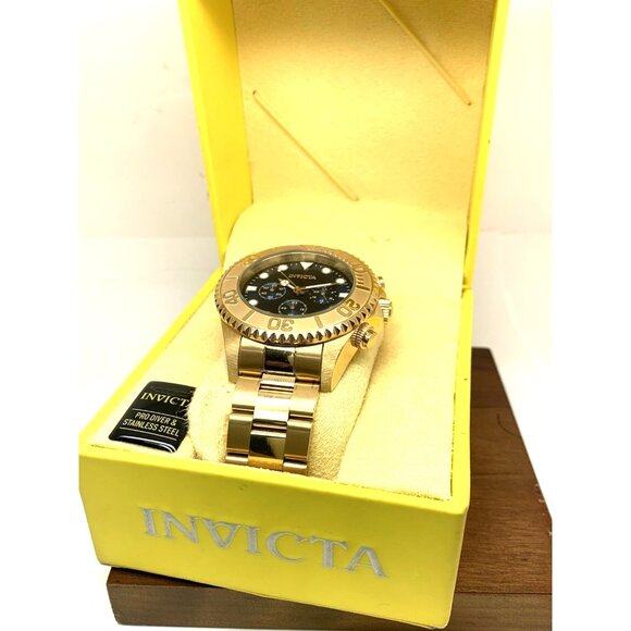 Invicta Men's Watch 36974 Pro Diver Quartz Chronograph Gold Steel Blue Dial 47mm - Picture 3 of 15